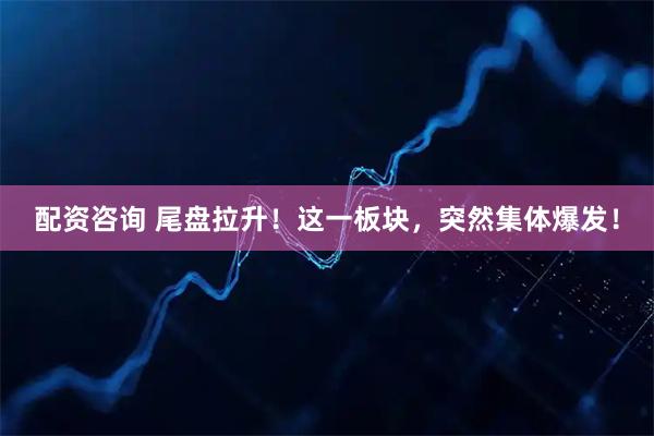 配资咨询 尾盘拉升！这一板块，突然集体爆发！